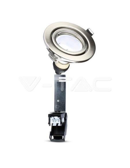 V-TAC VT-4444 8884 Pack of 3 Round GU10 Satin Nickel Colour LED Spotlight Holders with 5W Spotlights Included