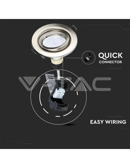 V-TAC VT-4444 8884 3er-Pack runde GU10 Satin Nickel LED-Strahlerhalter mit 5W-Strahlern im Lieferumfang