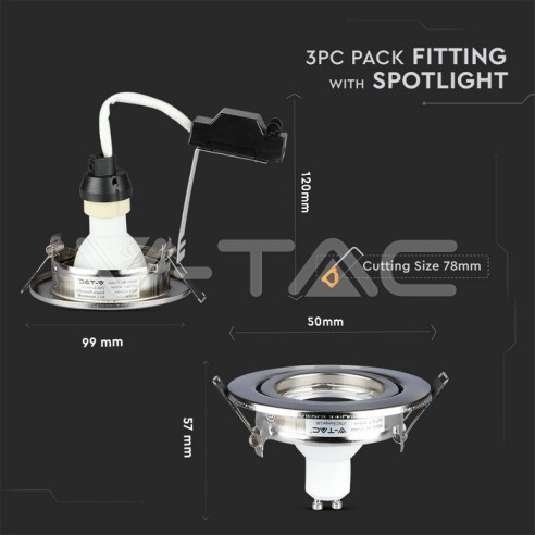V-TAC VT-4444 8884 3er-Pack runde...