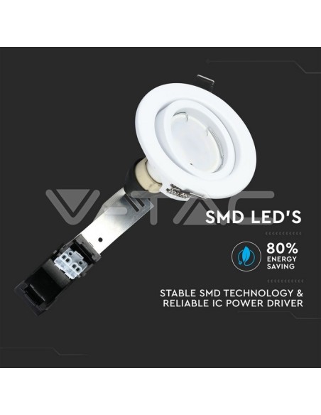 V-TAC VT-3333 Pack de 3 supports de spots LED GU10 ronds Couleur blanche avec spots 5W inclus