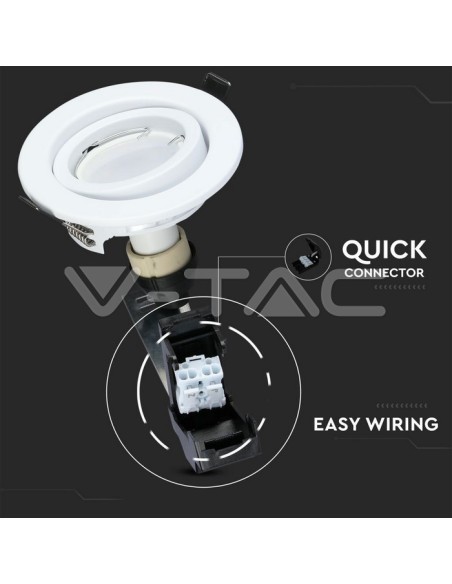 V-TAC VT-3333 Pack de 3 portafocos LED redondos GU10 Color Blanco con focos de 5W incluidos