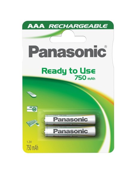 Batterie ricaricabili Ni-Mh ministilo AAA 1,2V 750mAh Panasonic "Ready to Use"