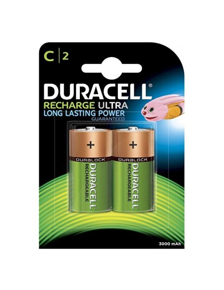 Blister da 2 batterie ricaricabili Ni-Mh mezza torcia C 1,2V 3000mAh Duracell "Recharge Ultra"