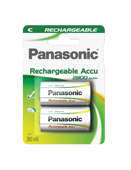 Blister da 2 batterie ricaricabili Ni-Mh mezza torcia C 1,2V 2800mAh Panasonic