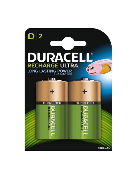 Blister da 2 batterie ricaricabili Ni-Mh torcia D 1,2V 3000mAh Duracell "Recharge Ultra"