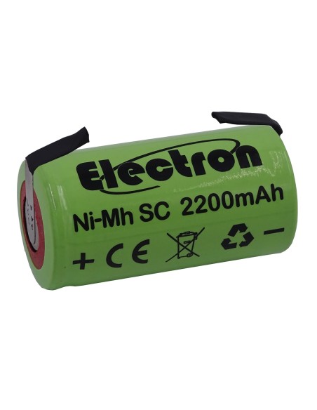 Rechargeable Ni-Mh SC 1.2V 2200mAh battery with soldering tabs
