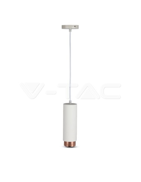 V-TAC VT-864 3111 LED Round Pendant Spot Holder GU10 Corps en plâtre blanc et base en métal or rose