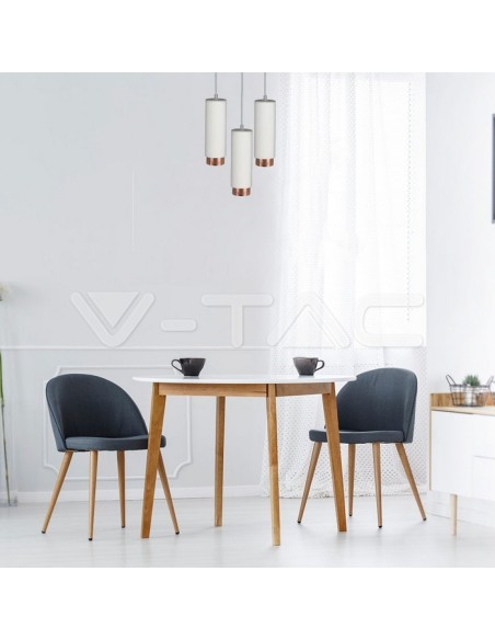 V-TAC VT-864 3111 LED Colgante Redondo Portafocos GU10 Cuerpo de Yeso Blanco y Base de Metal Oro Rosa