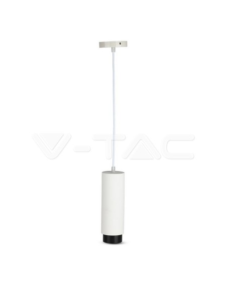 V-TAC VT-864 3112 Foco colgante redondo LED GU10 Cuerpo de yeso blanco y base metálica negra