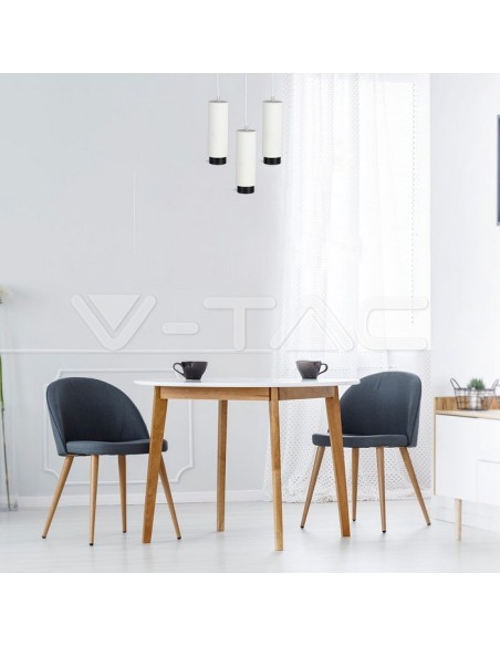 V-TAC VT-864 3112 LED Round Pendant Spot Holder GU10 Corps en plâtre blanc et base en métal noir