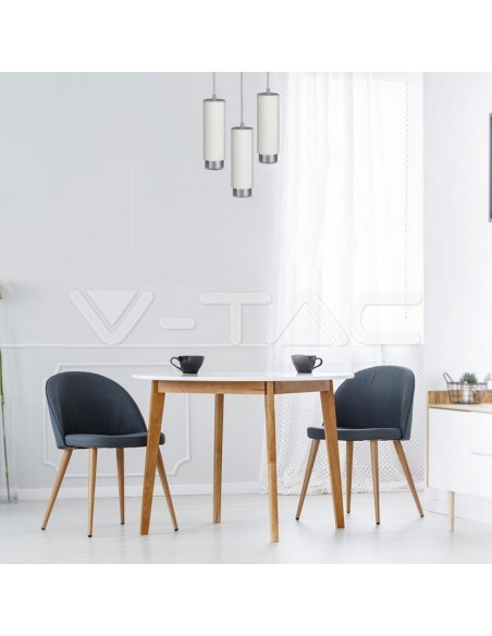 V-TAC VT-864 3129 LED-Pendelleuchte rund GU10 mit weißem Gipsgehäuse und verchromtem Metallsockel