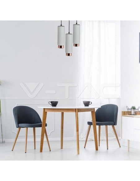 V-TAC VT-864 3130 LED-Pendelleuchte rund GU10 mit grauem Gipsgehäuse und roségoldenem Metallsockel