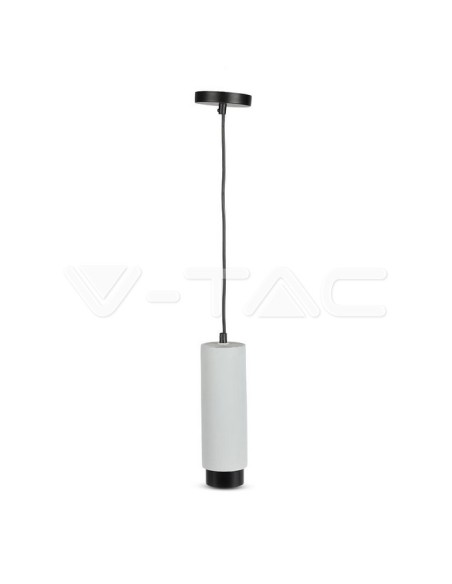 V-TAC VT-864 3134 Foco colgante redondo LED GU10 Cuerpo de escayola gris y base metálica negra