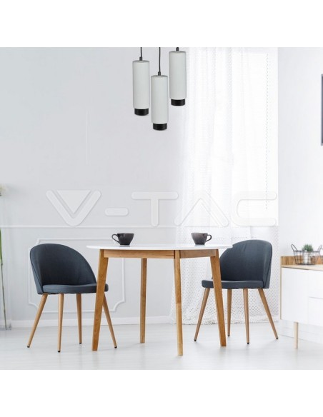 V-TAC VT-864 3134 LED Round Pendant Spotlight Holder GU10 Grey Plaster Body and Black Metal Base