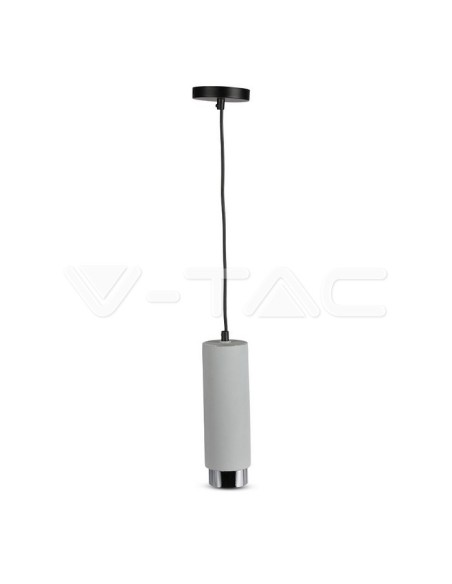 V-TAC VT-864 3135 LED-Pendelleuchte rund GU10 mit grauem Gipsgehäuse und verchromtem Metallsockel