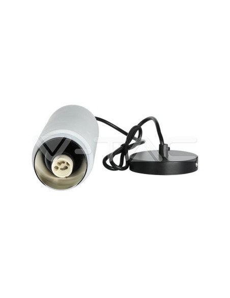 V-TAC VT-864 3135 Foco colgante redondo LED GU10 Cuerpo de yeso gris y base metálica cromada
