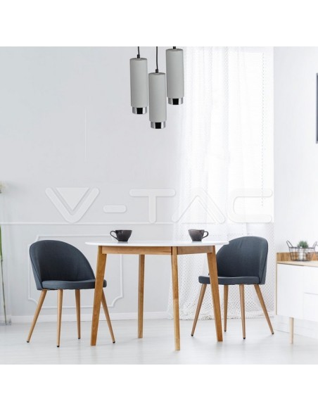 V-TAC VT-864 3135 LED-Pendelleuchte rund GU10 mit grauem Gipsgehäuse und verchromtem Metallsockel