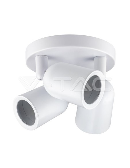V-TAC VT-899 7982 Support de projecteur à LED pour montage en surface rond avec bras pivotant 3xGU10 Couleur blanc