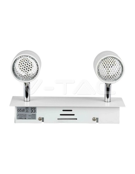 V-TAC VT-789 3618 LED-Aufbaustrahlerhalterung mit 2xGU10 Schwenkarm Weiß