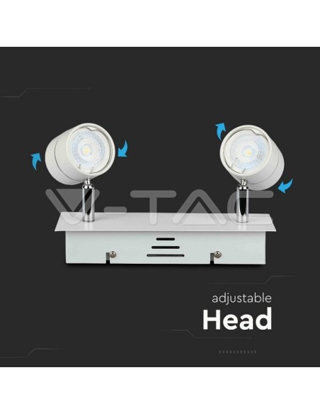 V-TAC VT-789 3618 LED Surface Mount Spotlight Holder with 2xGU10 Swivel Arm White