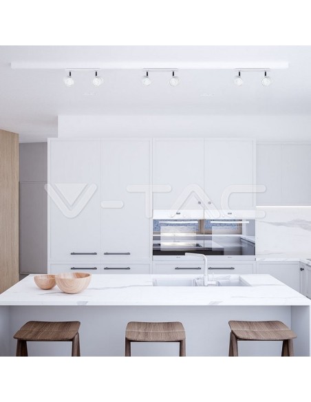 V-TAC VT-789 3618 LED-Aufbaustrahlerhalterung mit 2xGU10 Schwenkarm Weiß