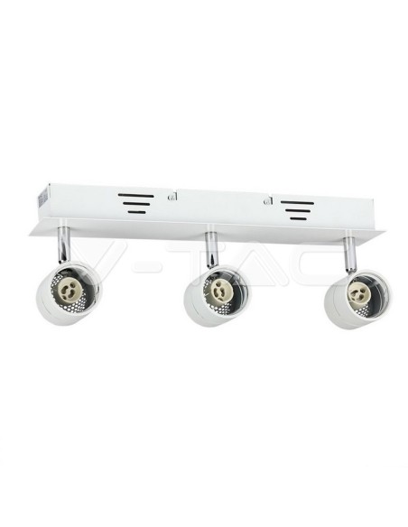 V-TAC VT-790 3619 Surface Mount LED Spotlight Holder with 3xGU10 Swivel Arm White