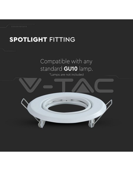 V-TAC VT-817 8938 Pack de 2 portafocos LED regulables Redondo GU10 Color Blanco