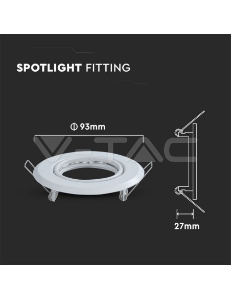 V-TAC VT-817 8938 Set van 2 verstelbare LED-spothouders Rond GU10 Kleur Wit