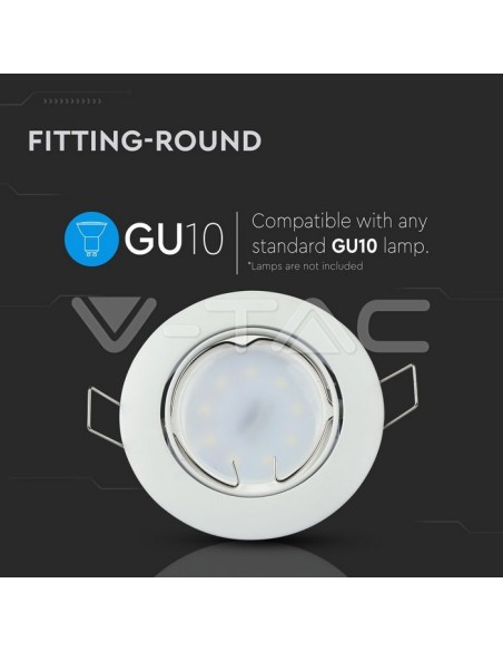 V-TAC VT-779 3587 Ronde Regelbare Inbouw LED Spotlight GU10 Wit