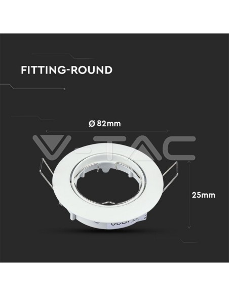V-TAC VT-779 3587 Ronde Regelbare Inbouw LED Spotlight GU10 Wit