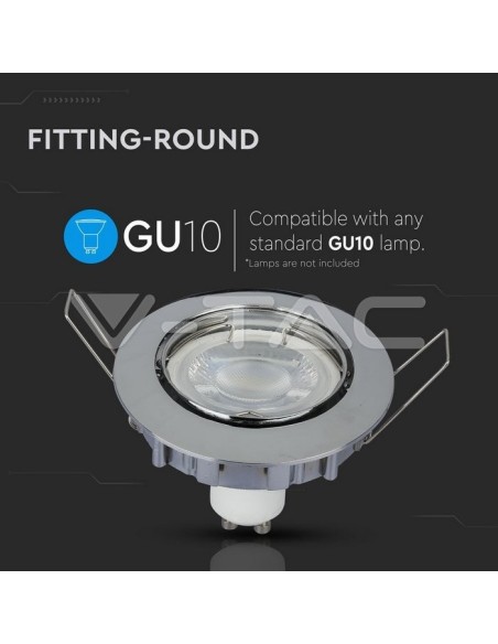V-TAC VT-779 3589 Runder verstellbarer LED-Einbaustrahler GU10 Chrom Farbe