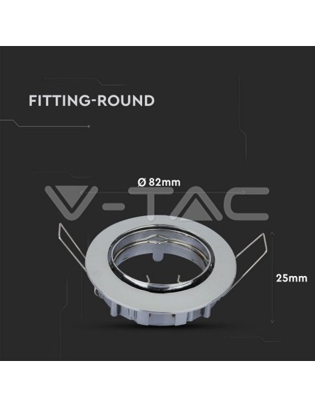 V-TAC VT-779 3589 Spot encastré LED rond et réglable GU10 Chrome Couleur