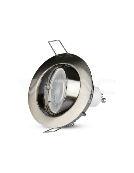 V-TAC VT-779 3588 Round Adjustable Recessed LED Spotlight GU10 Satin Nickel Colour
