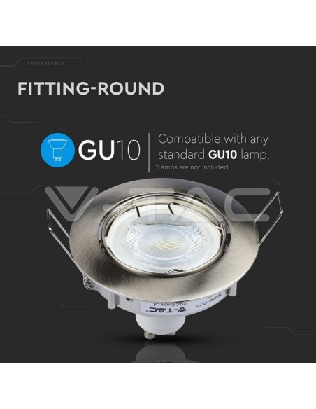 V-TAC VT-779 3588 Foco LED redondo ajustable GU10 Color Níquel Satinado