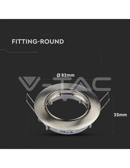 V-TAC VT-779 3588 Round Adjustable Recessed LED Spotlight GU10 Satin Nickel Colour