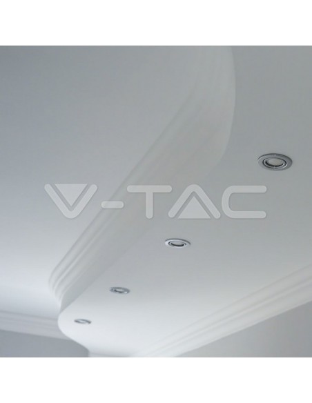 V-TAC VT-779 3588 Runder verstellbarer LED-Einbaustrahler GU10 Farbe Nickel matt