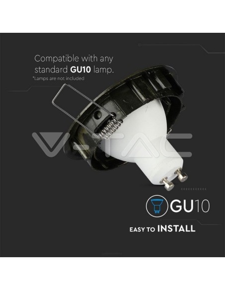 V-TAC VT-779RD 8579 Spot encastré LED rond et réglable GU10 et GU5.3 (MR16) Couleur Or Satiné