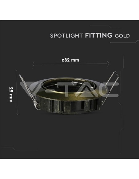 V-TAC VT-779RD 8579 Round adjustable recessed LED spotlight GU10 and GU5.3 (MR16) Colour Satin Gold