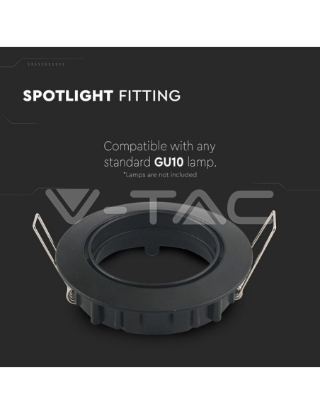 V-TAC VT-779 8955 Runder verstellbarer LED-Einbaustrahler GU10 Farbe Schwarz