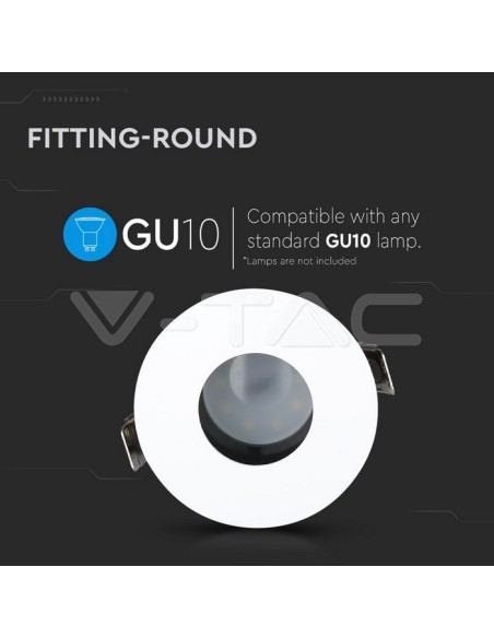 V-TAC VT-873 3157 Spot encastré rond et réglable à LED GU10 blanc avec boîtier noir