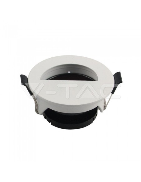 V-TAC VT-884 8599 Soporte de foco LED redondo empotrado con agujero semicircular GU10 Blanco con interior negro