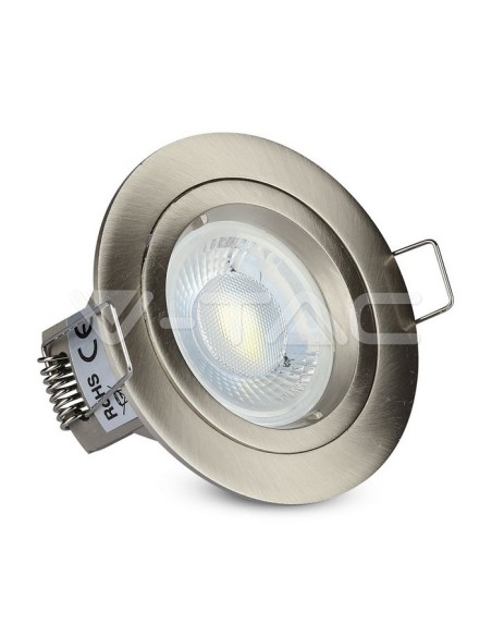 V-TAC VT-774 3643 Round Recessed LED Spotlight GU10 Satin Nickel Colour