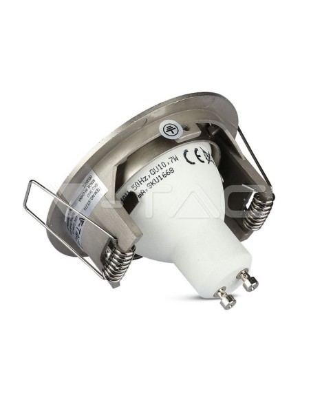 V-TAC VT-774 3643 Round Recessed LED Spotlight GU10 Satin Nickel Colour
