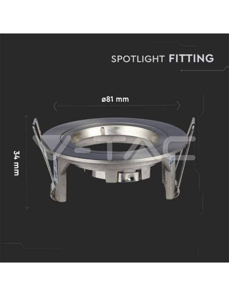 V-TAC VT-774 3643 Round Recessed LED Spotlight GU10 Satin Nickel Colour