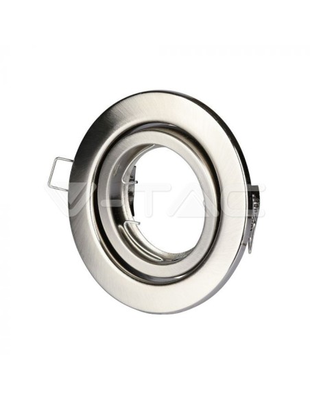V-TAC VT-7227 3470 Runder verstellbarer LED-Einbaustrahler GU10 Farbe Nickel matt