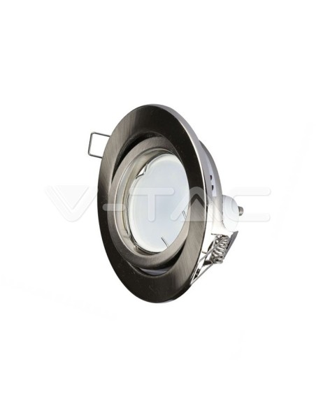 V-TAC VT-7227 3470 ronde verstelbare inbouw LED Spotlight GU10 Satijn Nikkel Kleur