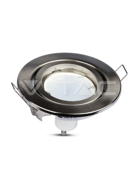 V-TAC VT-7227 3470 ronde verstelbare inbouw LED Spotlight GU10 Satijn Nikkel Kleur