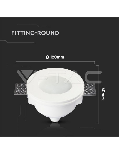 V-TAC VT-801 3692 Runder LED-Einbaustrahler GU10 Weißer Gipskörper mit satinierter Abdeckung