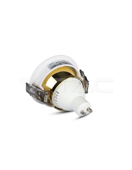 V-TAC VT-873 3158 Runder GU10 verstellbarer LED-Einbaustrahler Weiß mit goldener Innenseite