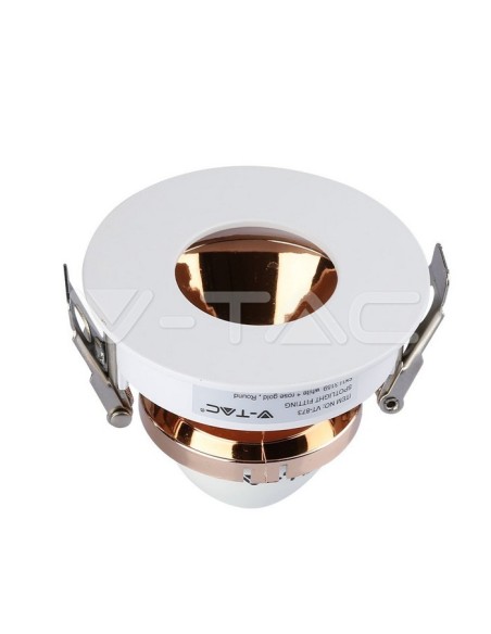 V-TAC VT-873 3159 Runder verstellbarer LED-Einbaustrahler GU10 Farbe Weiß mit Roségold
